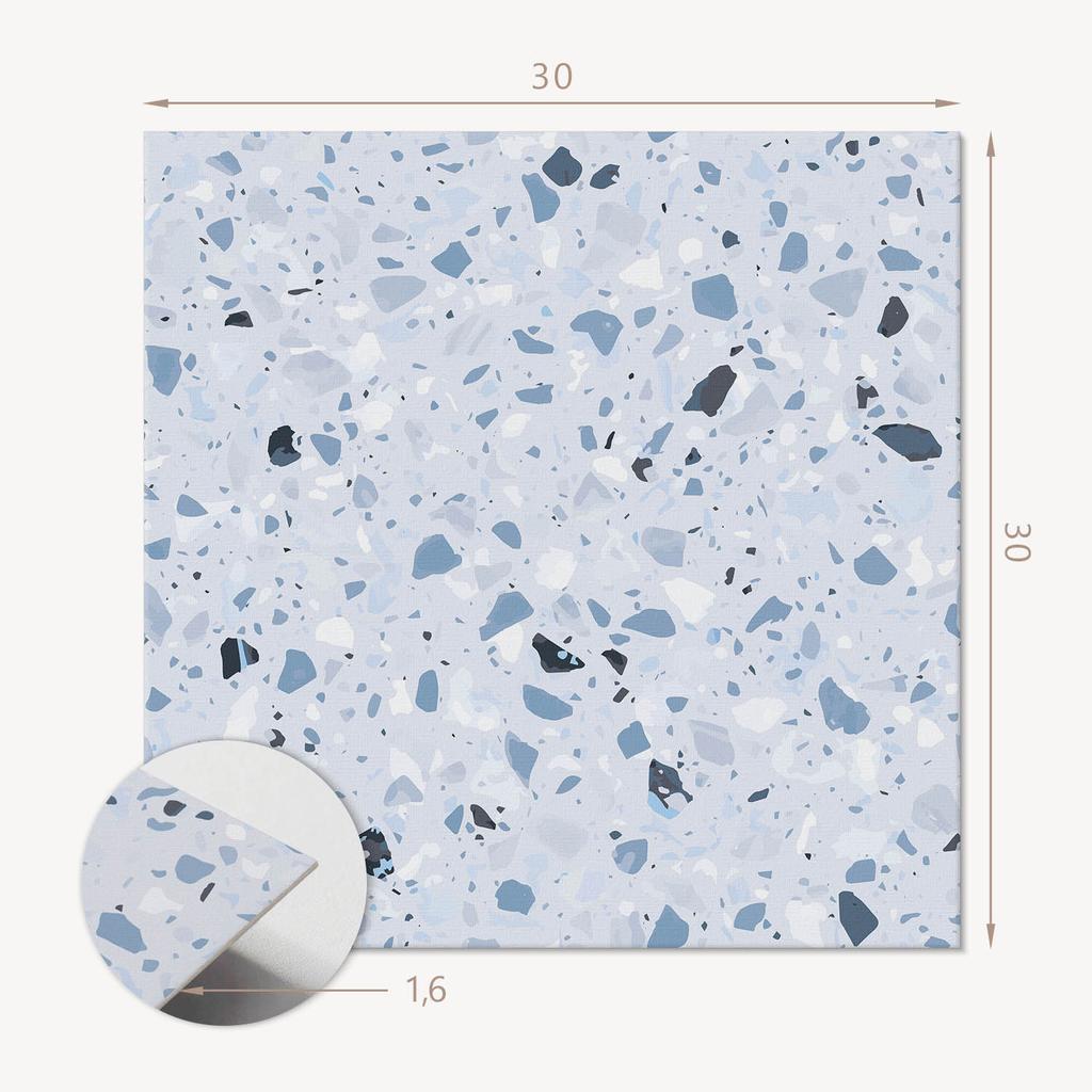 Set of Vinyl Tiles Easy Installation Pattern with Stone Fragments 9x30x30 cm