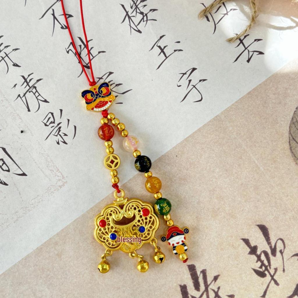 Винтажный брелок для ключей «Автомобиль на удачу» с подвеской в виде золотого зверя и пряжкой в виде колокольчика мира для мужчин и женщин