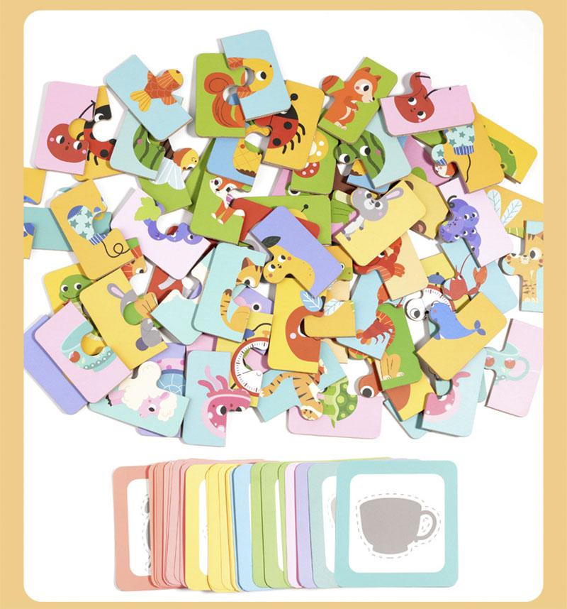 Montessori Shape Matching Board Game Wooden Find Shadow Matched Images Animal Fruit Blocks Puzzles Educational Toy for Children