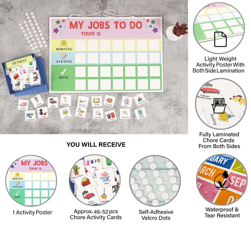 Inkdotpot Контрольный список ежедневных обязанностей детей, вывешивание таблицы домашних дел - плакат с заданиями детей - утренняя и вечерняя ежедневная рутина - ежедневная задача