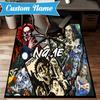 Custom Name Halloween Horror Icons Rug for Living Room, Game Rooms, Office, Bedroom, Floor Mat Playful Design, fan gifts Christmas decor