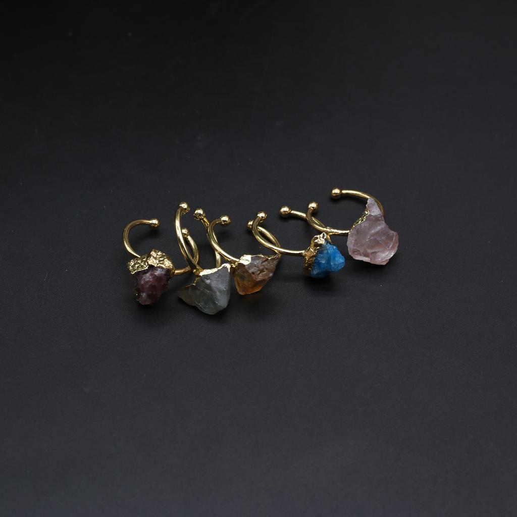 Women Open Ring Natural Stone Adjustable Irregular Ring For Fashion Women Jewelry Gifts