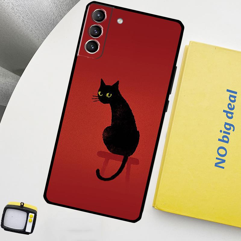 Черный Кошачий Лицо Китти Чехол для Телефона Для Samsung Galaxy S25 S24 Ultra S20 S21 S22 S23 Plus S9 S10 S24 FE S25 FE Чехол