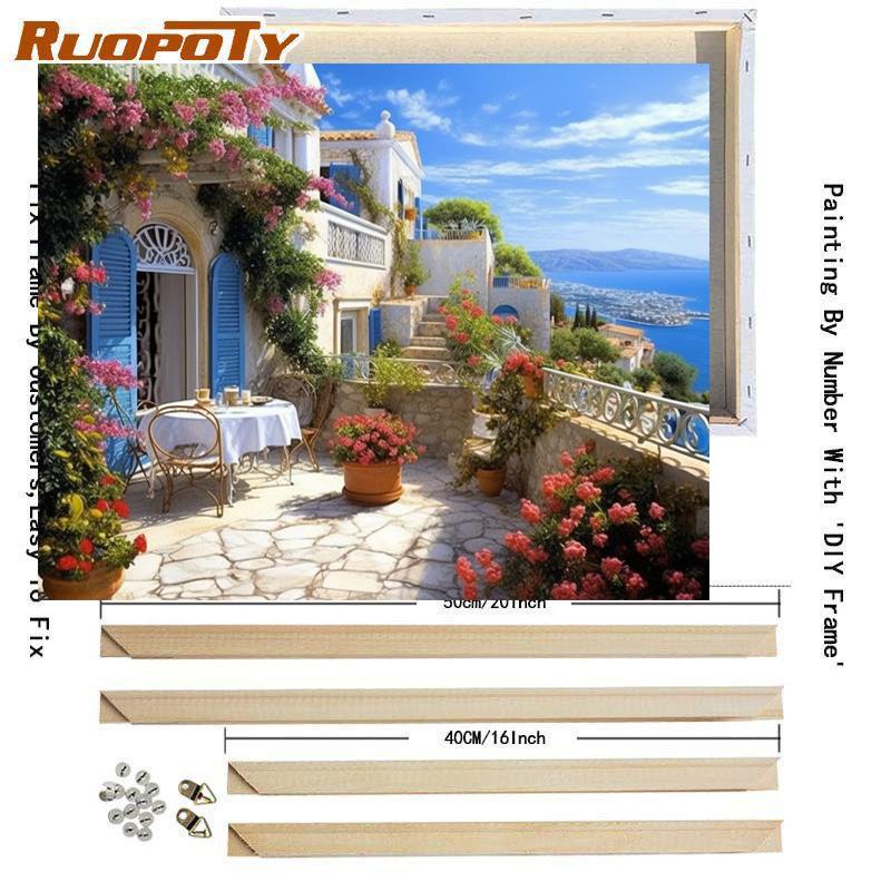 Рамка для акриловых фотографий по номерам, стартовые наборы, гавань, пейзаж, сделай сам, ручная роспись, рисунок по номерам, художественный подарок, 40x50 см