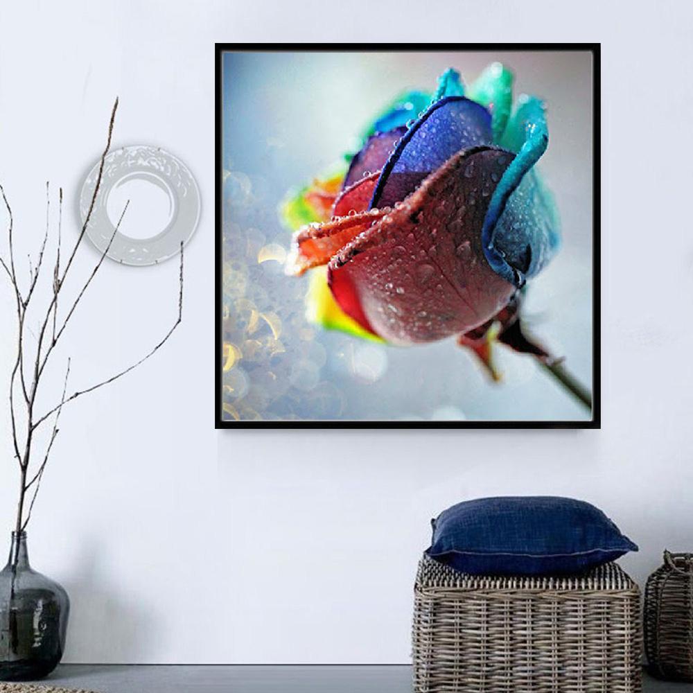 5D Алмазная картина Полный алмаз Роза Цветок Круглая Алмазная мозаика Diy Вышивка крестом Домашнее украшение Ручная работа