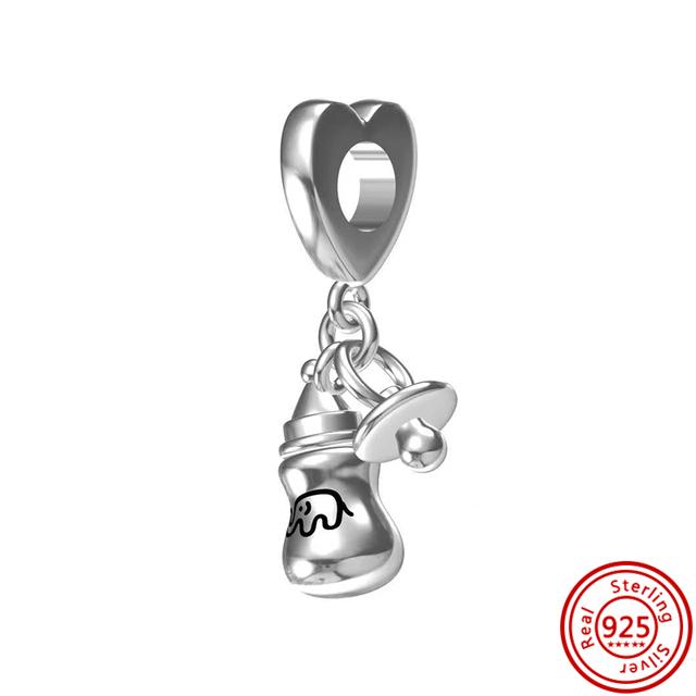 92 Стиль 925 Серебро 925 пробы для мальчиков и девочек Щенок с принтом лапы Сердце Сова Полый кулон Изящная бусина Подходит Подвески Браслет Ювелирные изделия