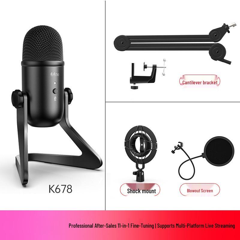 FIFINE K678 Профессиональный конденсаторный микрофон для настольного стриминга, записи и игр
