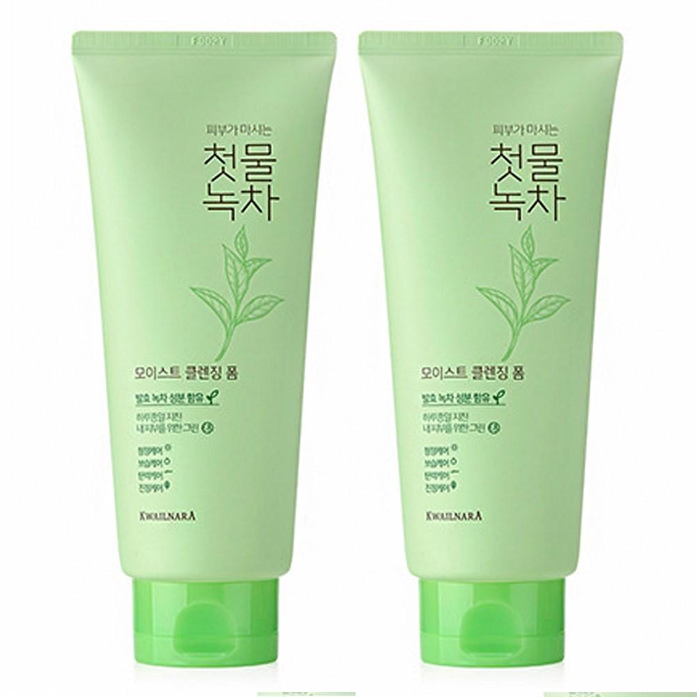 Kwailnara First Water Green Tea Moist Cleansing Foam, 180g, 2 Pieces