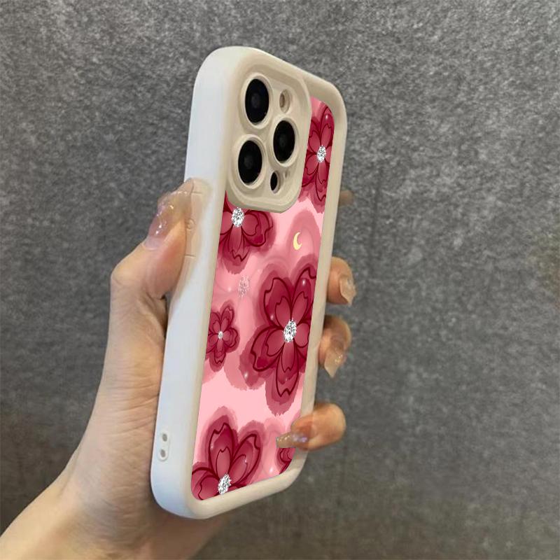 Чехол для телефона с алмазным цветочным дизайном для iPhone 16 Pro Max 15 Pro 11 12 13 14 Plus 16E XS X XR 7 8 Plus SE 2020 Силиконовый мягкий чехол