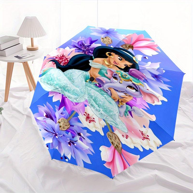 Princess Jasmine, Elephant Friend Automatic Opening and Closing Umbrella, Compact Travel Umbrella, Lightweight and Portable, Suitable for Be