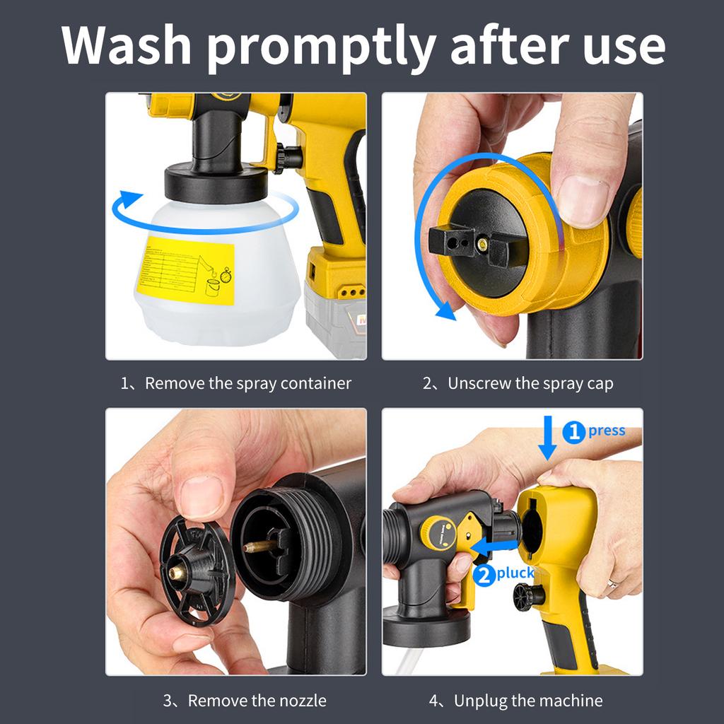 Аккумуляторный краскопульт, замена аккумулятору Makita 20V Max, ручной электрический краскопульт с