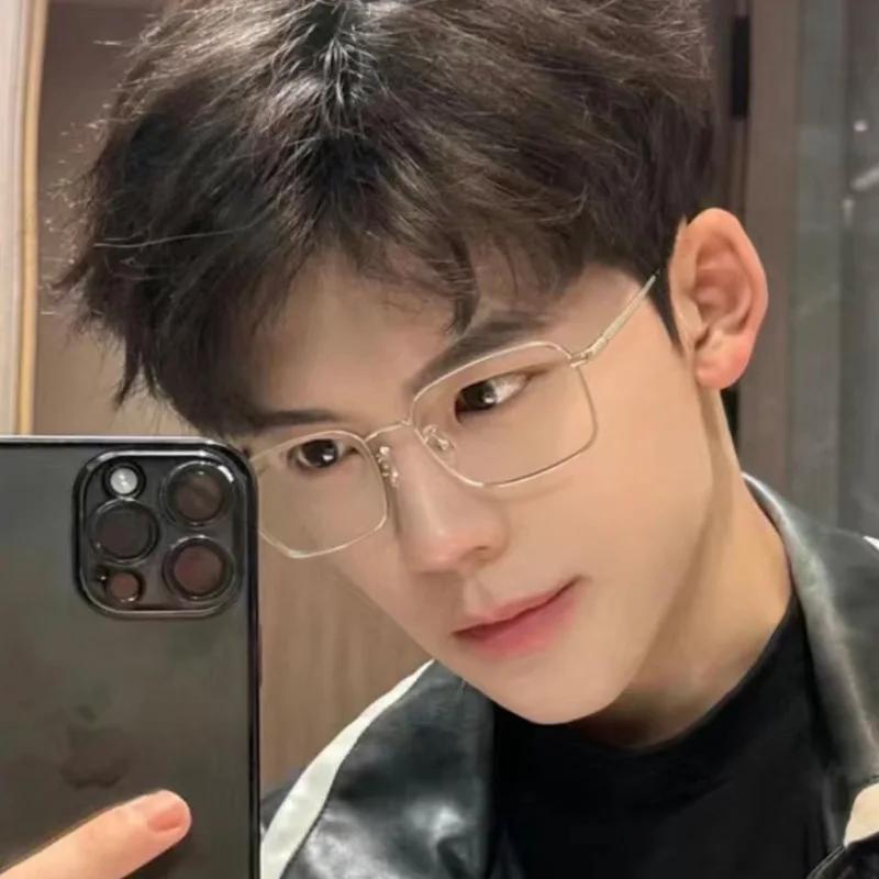Luxury Metal Square Myopia Glasses For Women Men New Trendy Anti Blue Light Near Sight Eyeglasses Ultralight Minus Sight Eyewear