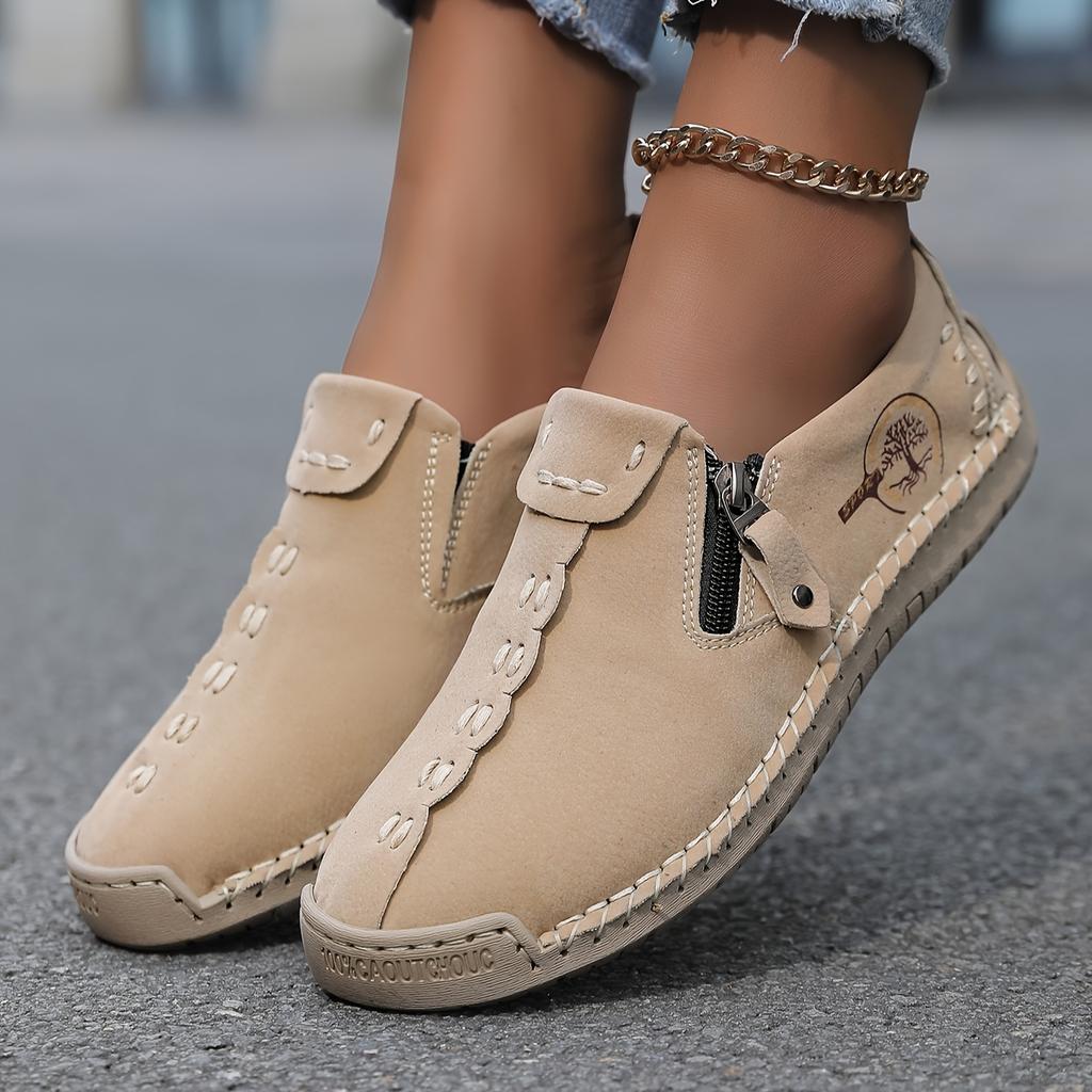 Повседневные лоферы ручной работы из кожи с застежкой-молнией и гибкой подошвой