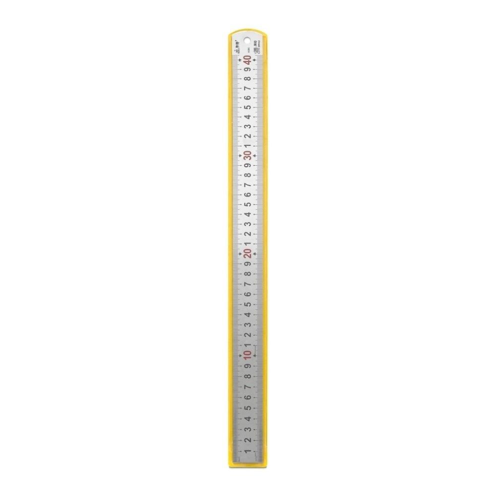 40cm Stainless Steel Ruler Inch and Pica Measurements Red Numbers Double Reading Straight Edge Metal Measuring Tool