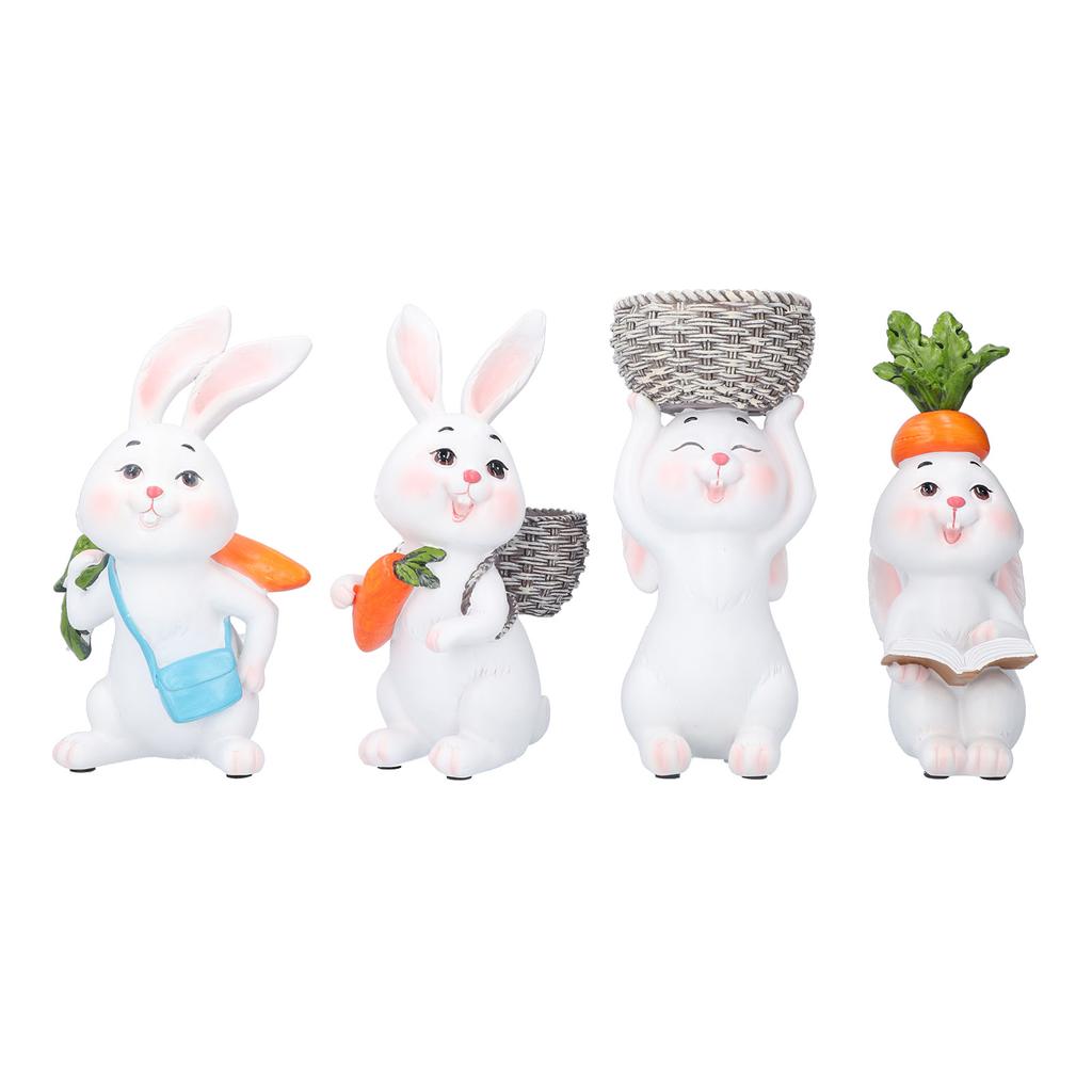 4 шт. Кролик орнамент смоляной настольный расписанный вручную ремесленный скульптура для гостиной сад
