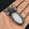 Rainbow Moonstone & Blue Evil Eye Pendant Gemstone Jewelry, 999 Copper Wire Wrapped Pendant, Handmade Beautiful Jewelry Pendant