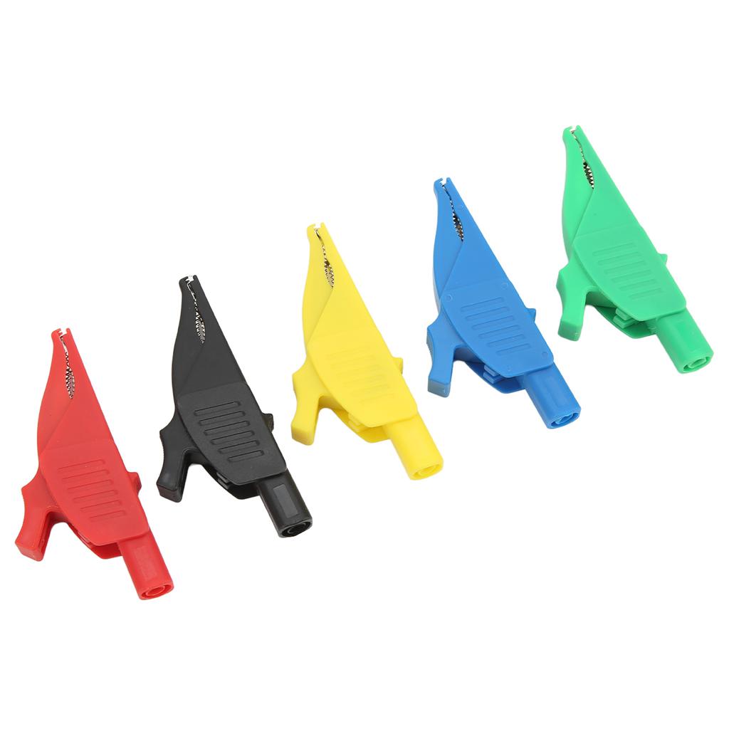 5Pcs Electric Test Clips Lightweight Safe 5 Colors Insulated Safety Multimeter Test Clips with 4mm Jack for Cars