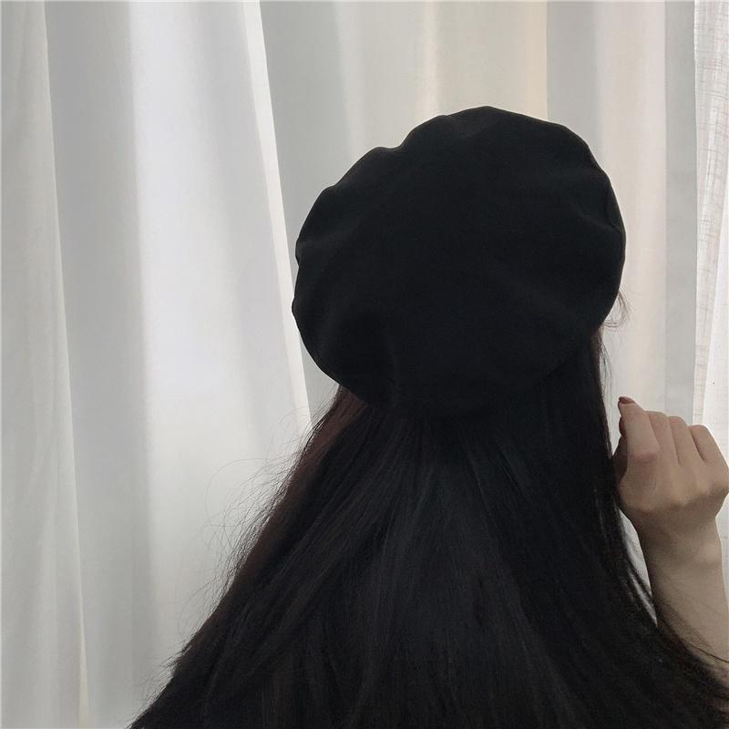 Hat Female 2022 Fashion Thin Metal Star Black Beret Breathable Painter Hat Temperament Fashion Octagonal Hat