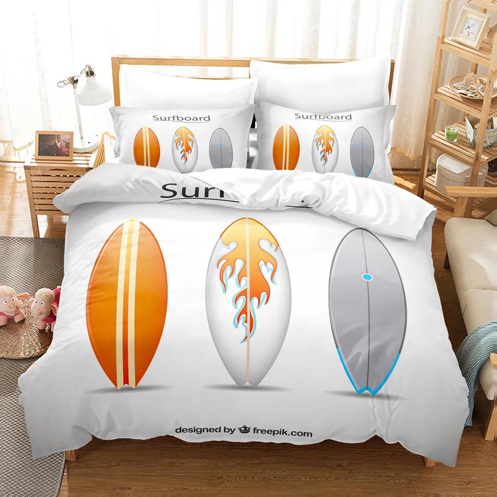 Surfboard Comforter Cover Summer Sea Surfing Theme Duvet Cover Ocean Theme Bedding Set For Kids Teens Quilt Cover +Pillow Cases
