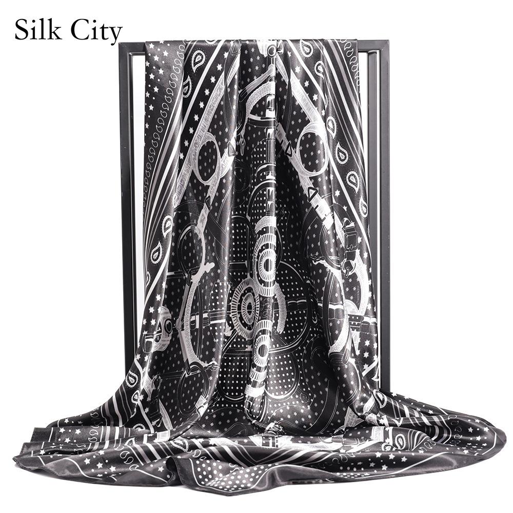High-quality Luxurious Silk Scarves Headband Scarfs Neck Scarf For Women Chain Silk Scarf Women's Decorative Shawl