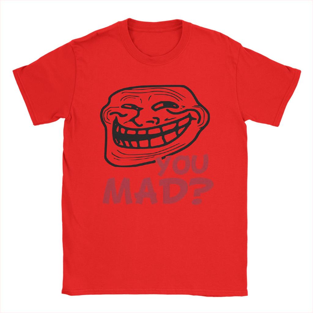Мужская футболка You Mad Troll Face Мемы Новинка Хлопковая футболка с коротким рукавом Смешная футболка с юмором Футболка с круглым вырезом Топы Подарок на день рождения