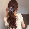 High Gloss Luster Bowknot Elastic Hair Bands Metallic Bead Embellishment Sophisticated Evening Party Ponytail Ties