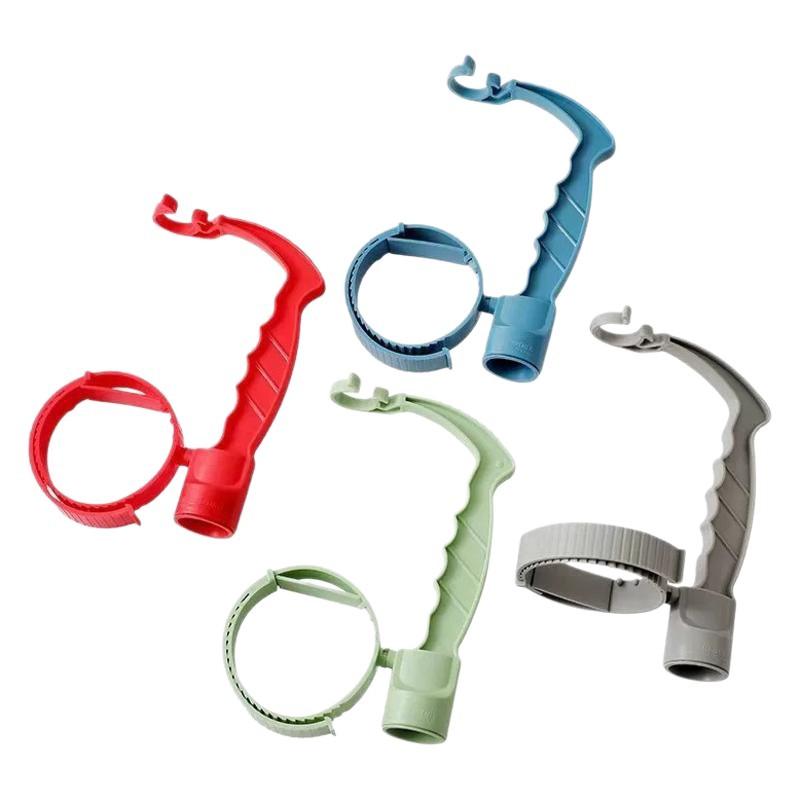 Beverage bottle handle holder with adjustable anti slip strap auxiliary handle multipurpose oil pot with lemon lid handle holder