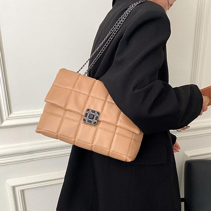 IELGY Vintage Lock Rhombus Chain Bag Women's One Shoulder Messenger Bag