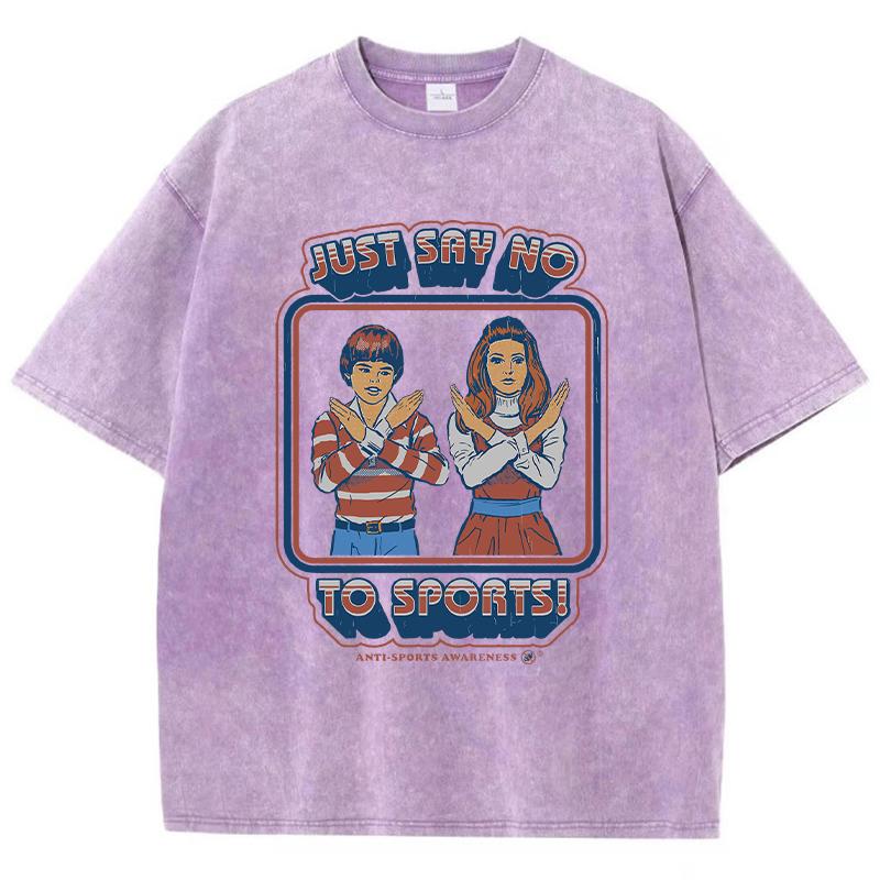 Просто скажи «нет» спорту, забавный принт, женская футболка с потертостями, уличная хип-хоп одежда, модная свободная футболка с потертостями