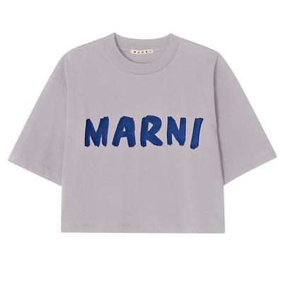Marni Thje0333p0 UScS11 Lon15 Логотип Кроп Женская Футболка с Коротким Рукавом