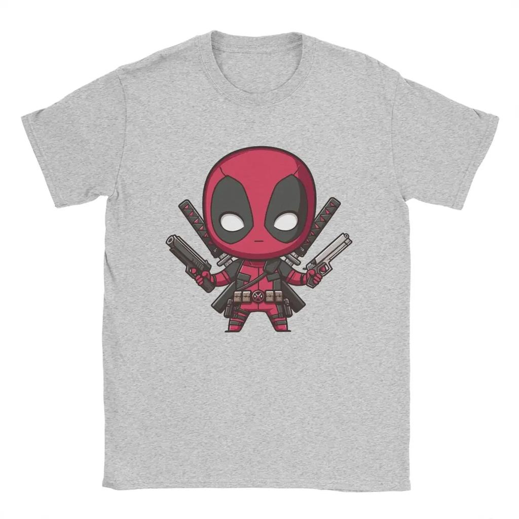Novelty Chibi Deadpool T-Shirt for Round Collar Cotton T Shirts Short Sleeve Tees Summer Clothes Unisex