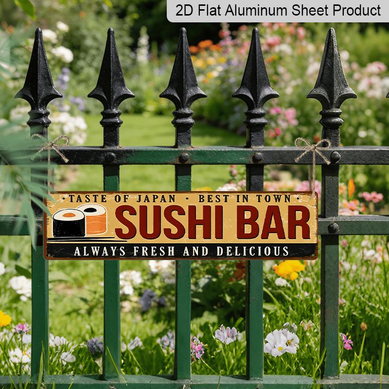Vintage 2D Flat Sign - Decoration for Sushi Bar "Taste of Japan" & Always Fresh and Delicious - Durable Aluminum Plaque for Japanese Cuisine