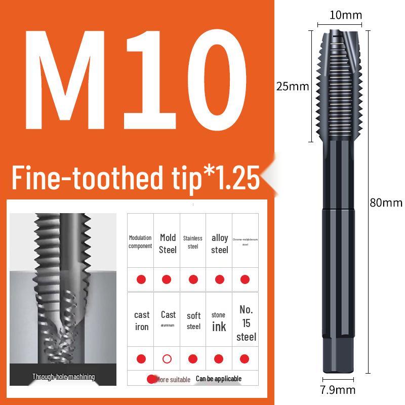 65° Машина для азотирования Спиральный метчик для нержавеющей стали, Размеры M3-M12
