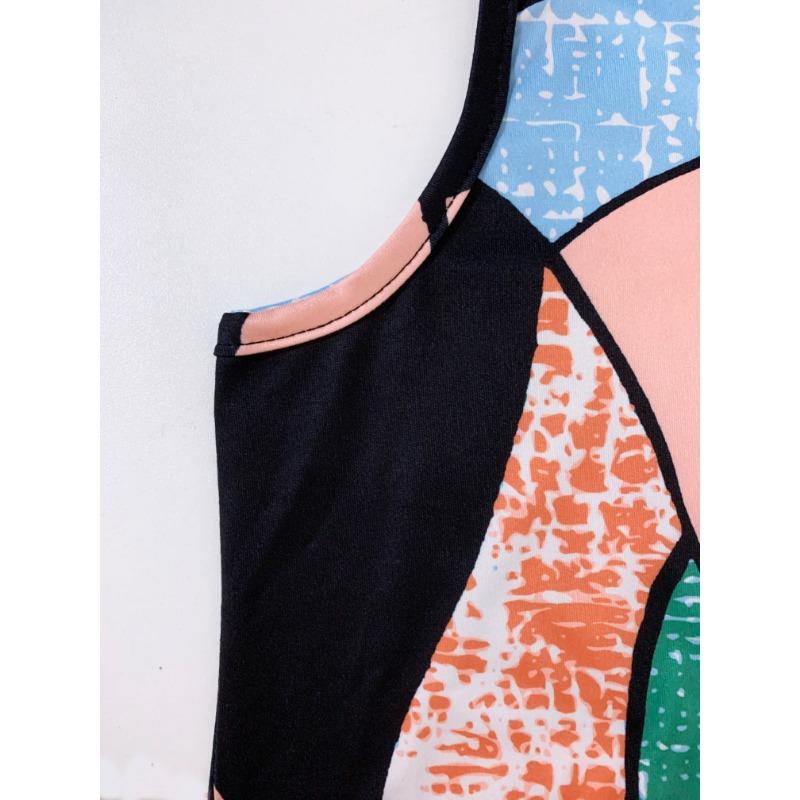 Свободное платье-майка со сплошным принтом, элегантное платье без рукавов на весну и лето, женская одежда