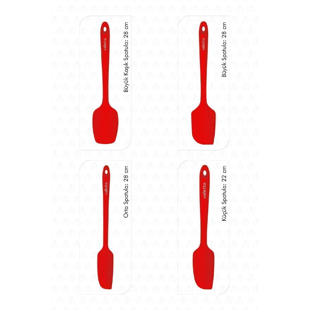 Osteris Heat Resistant Fireproof Nonstick Silicone Spatula Set 4 Pieces Red