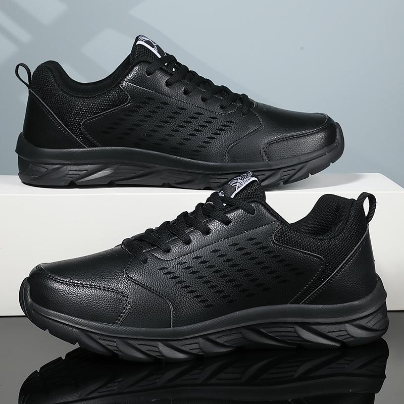 High Quality Leather Men Walking Sneakers Comfortable Non-Slip Jogging Casual Sport Shoes Lightweight Men Athletic Running Shoes
