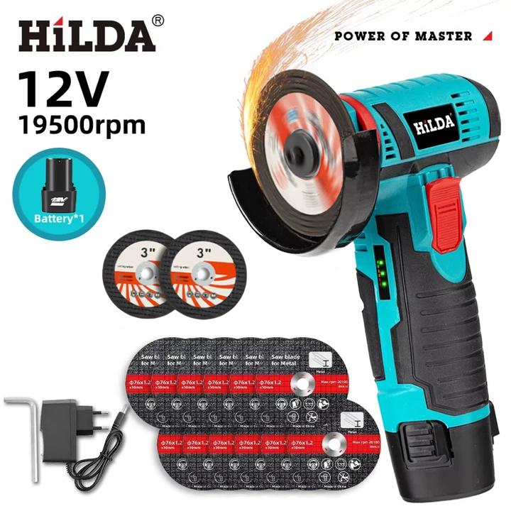 HiLDA 12V/3 Inch Lithium Electric Angle Grinder Mini Small Household Handheld Cutting Machine Polishing Machine