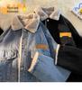 Men's Winter Lambswool Denim Jacket - Trendy American Style, Thickened with Velvet for Warmth, Hong Kong Inspired Fashion.