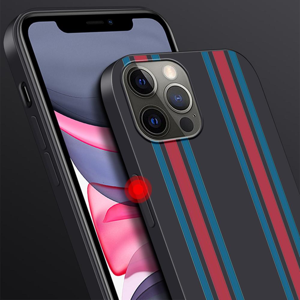 Чехол для телефона Apple iPhone 14 11 13 Pro Max 12 Mini XR 7 8 + SE 2020 XS 6 6s Plus Sports Brand Stripes Silicone Black Cover