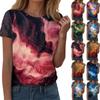 Женская мода повседневная футболка с круглым вырезом и короткими рукавами с принтом неба