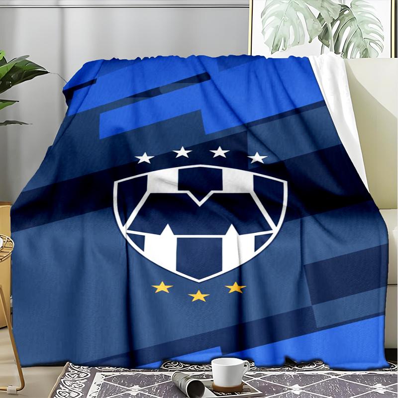 1PC Monter-rey Football Crest Art Printed Soft Flannel Blanket Throw for Adult Bedroom Living Room Sofa Camping Travel Fan gifts Christmas Gifts