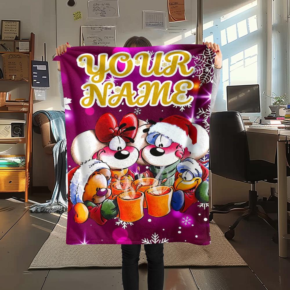 1PC Custom Name diddl Patterned Flannel Blanket Suitable For All Seasons for Home Decor Warmth and Comfort Gifts Holiday Present
