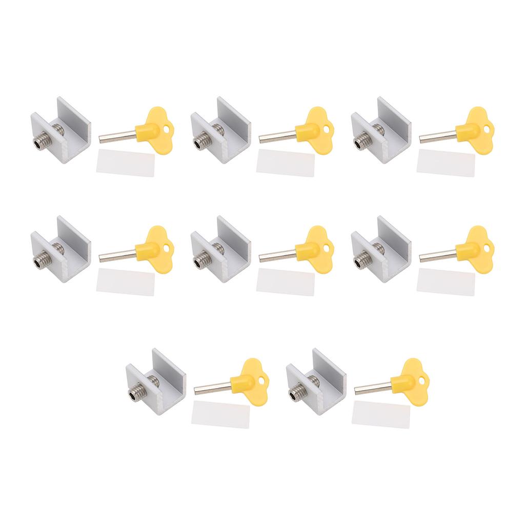 8 Комплектов Регулируемые Оконные Замки с Одним Отверстием Алюминиевый Сплав Вертикальный Горизонтальный Скользящий Замок Серебристый