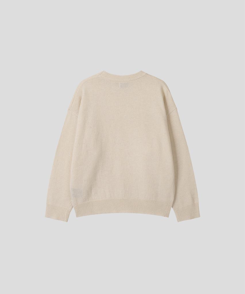 BLACK MOMENT Nature Lambswool Crew Knit [Ivory]