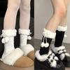 Lolita Thickened Winter Warm Socks JK Leg Heaters Knitted Lamb Plush Ball Sock Foot Cover Woolen Ball Stocking Women Leg Warmers