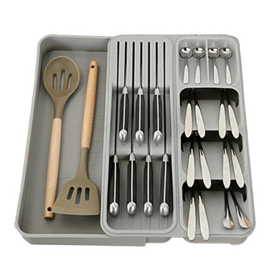 Ящик для хранения столовых приборов. Классификационная организация. Расширяемая большая емкость с несколькими отделениями. Лоток для посуды. Лоток для вилки. Палочки для еды. Ящик для ложки.