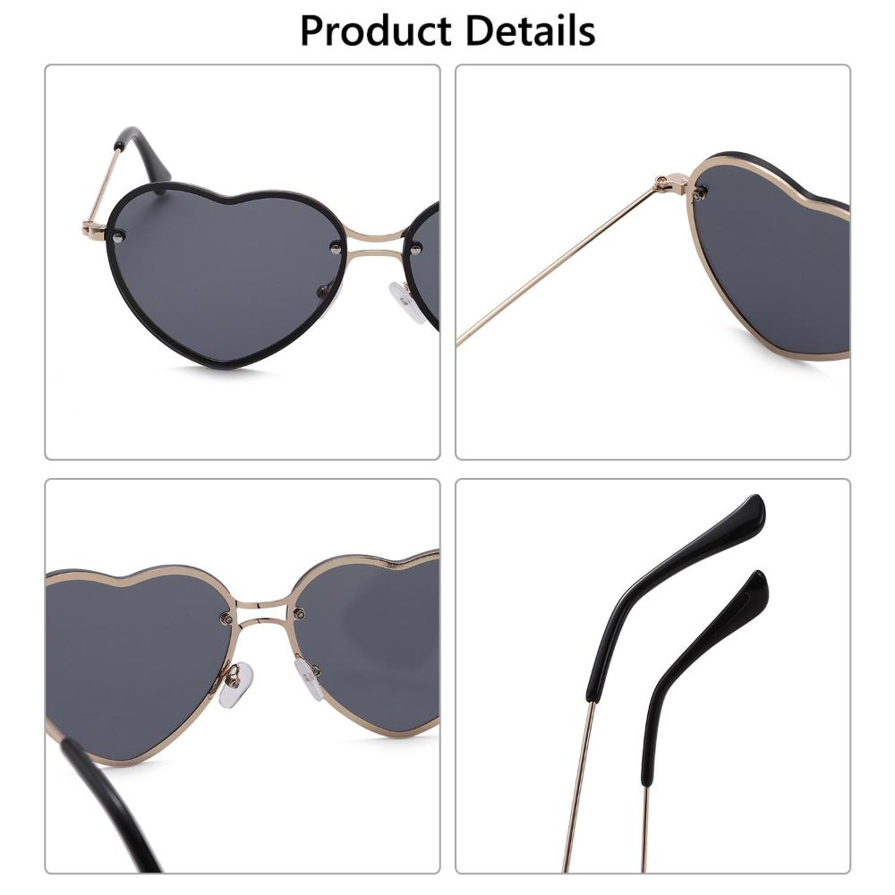Солнцезащитные очки для выпускного вечера с защитой от ультрафиолета на Хэллоуин в форме сердца без оправы розовые солнцезащитные очки в стиле хиппи
