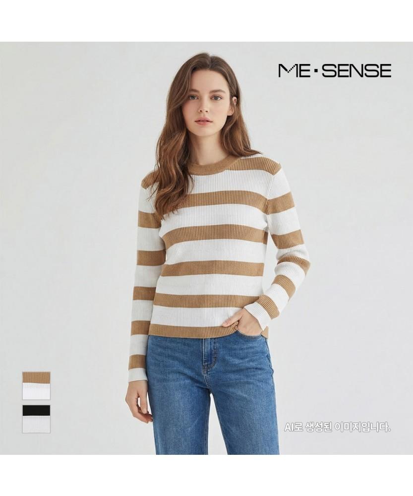 MESENSE Two-Tone Striped Pattern Slim Knit_Mb32Knmd03Z