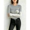 Women S Slim Fit Striped Knit Sweater Round Neck Long Sleeve Base Top