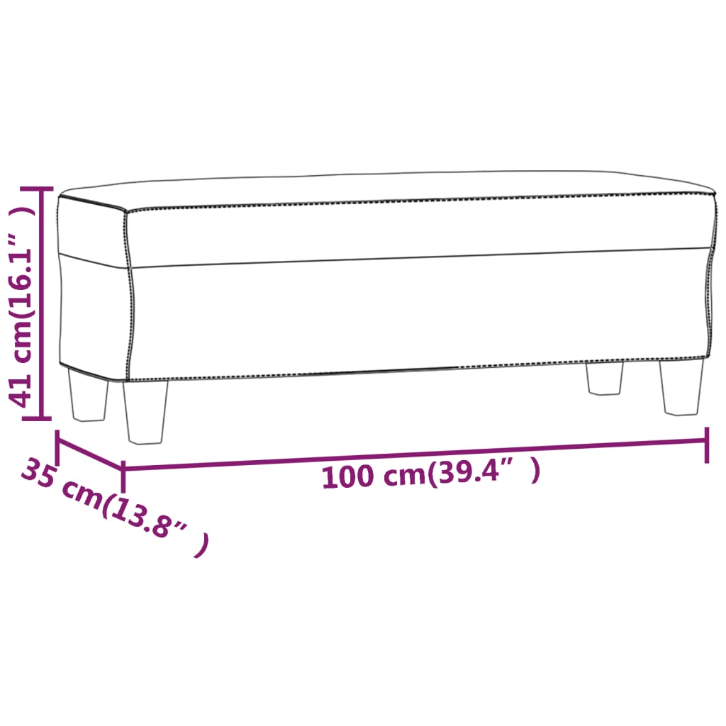 Cream colored Bench 100 x 35 x 41 cm Microfiber Fabric